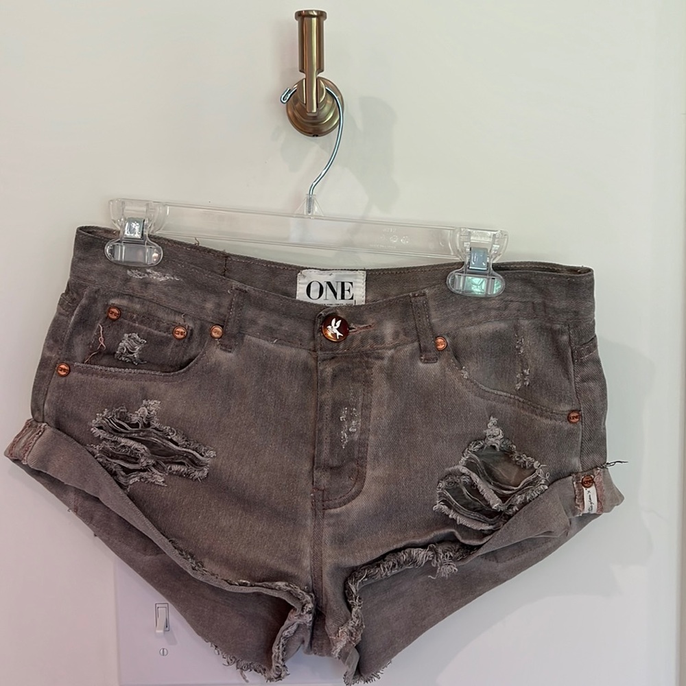 One Teaspoon Gray Bandit Shorts